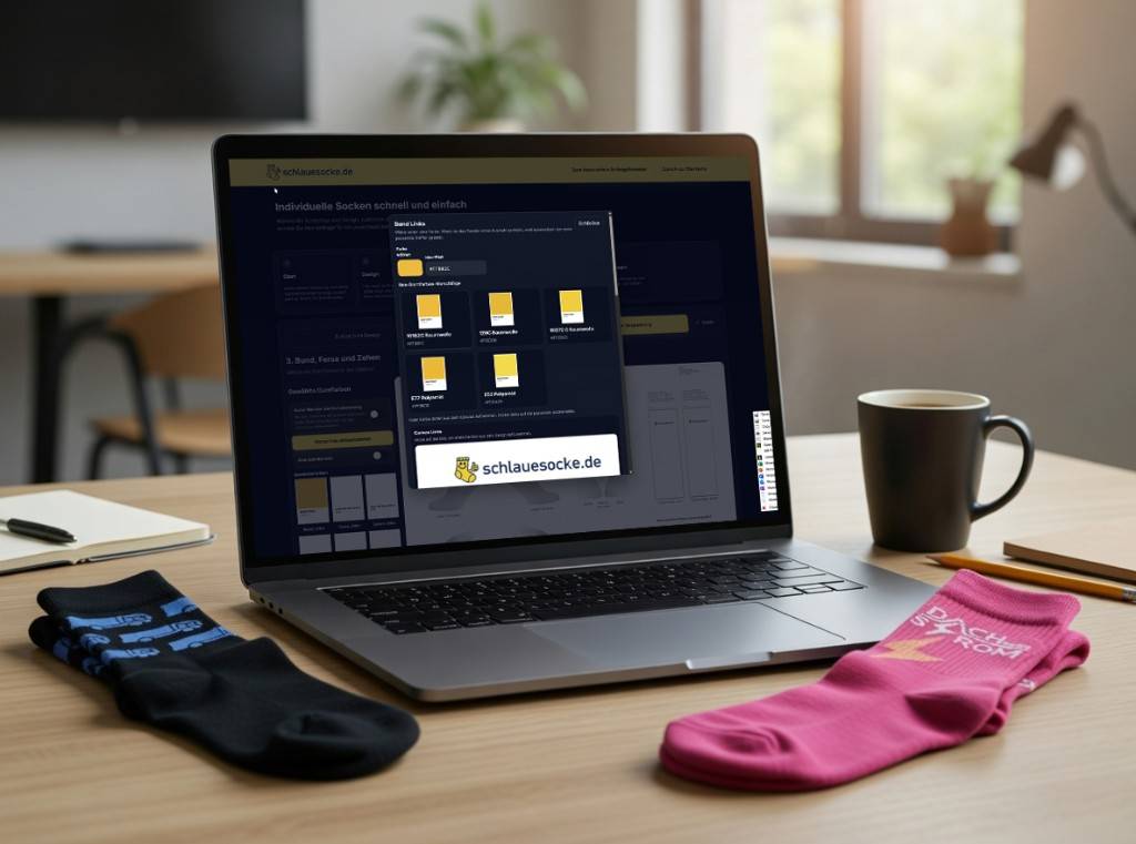 Beispielabbildung „Design Tools“: individuelle Socken nach Kundenauftrag (Custom Socks), kein Katalogprodukt