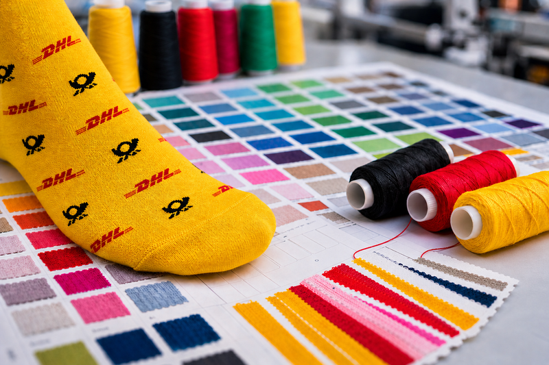 Beispielabbildung „Anvendelsesmuligheder for farver“: individuelle Socken nach Kundenauftrag (Custom Socks), kein Katalogprodukt