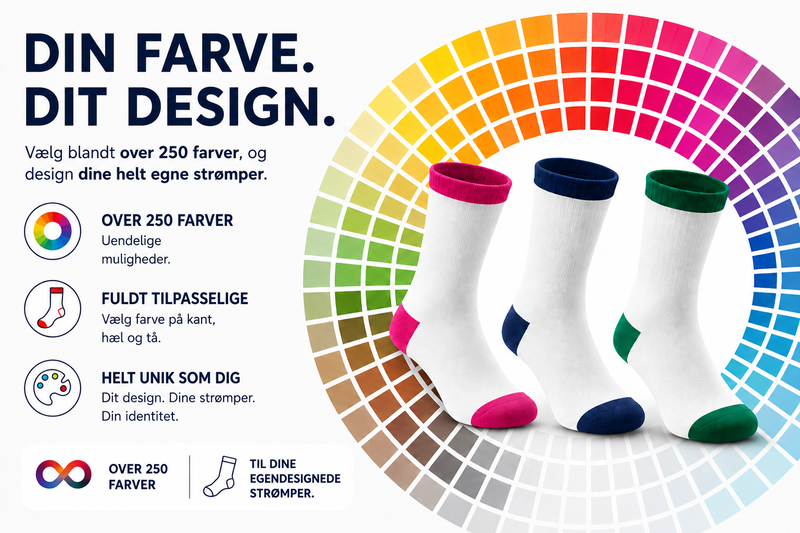 Beispielabbildung „Farvekataloger“: individuelle Socken nach Kundenauftrag (Custom Socks), kein Katalogprodukt