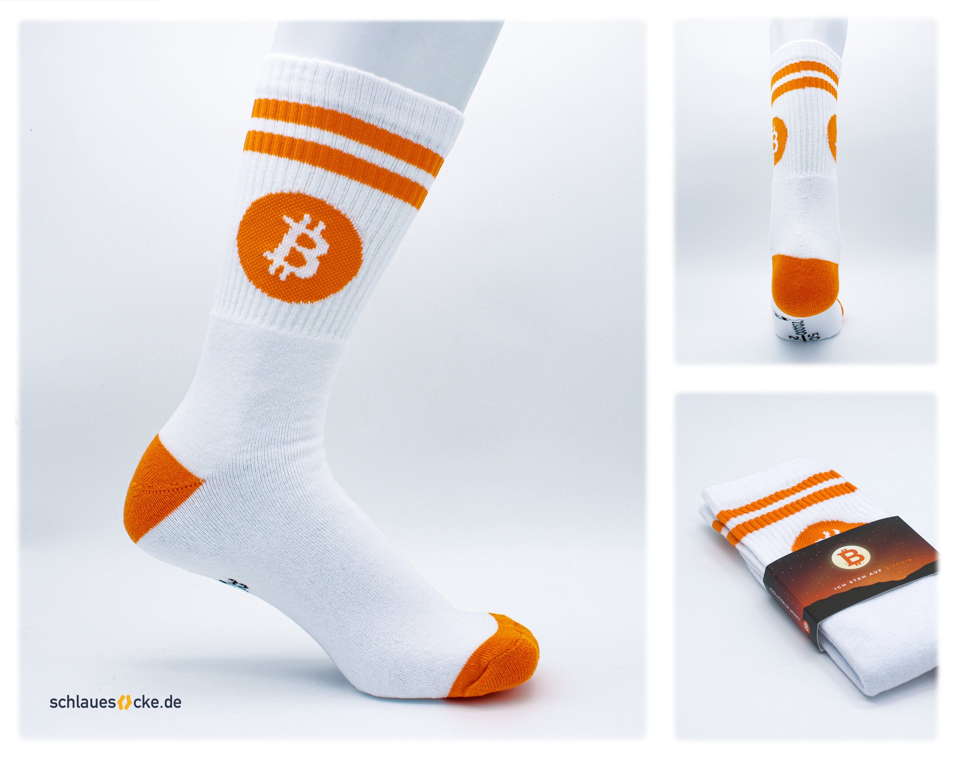 Sample project: Bitcoin White – custom socks with packaging (Full Set)