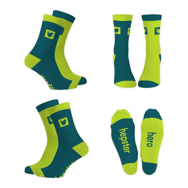 Beispielabbildung „Klassisk sok fra Hepster“: individuelle Socken nach Kundenauftrag (Custom Socks), kein Katalogprodukt