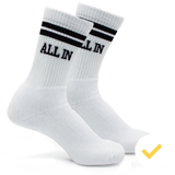 Beispielabbildung „Afgiv bestilling“: individuelle Socken nach Kundenauftrag (Custom Socks), kein Katalogprodukt